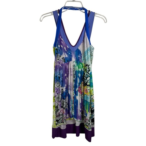Save The Queen Italy Y2K Halter Bodycon Mini Dress Size Large Maximalism Vintage - Picture 1 of 10